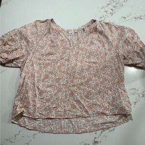 GAP orange and White Floral Blouse